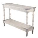Clayre & Eef Tavolino da appoggio 110x35x78 cm Bianco Legno
