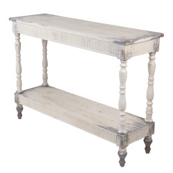 Clayre & Eef Tavolino da appoggio 110x35x78 cm Bianco Legno