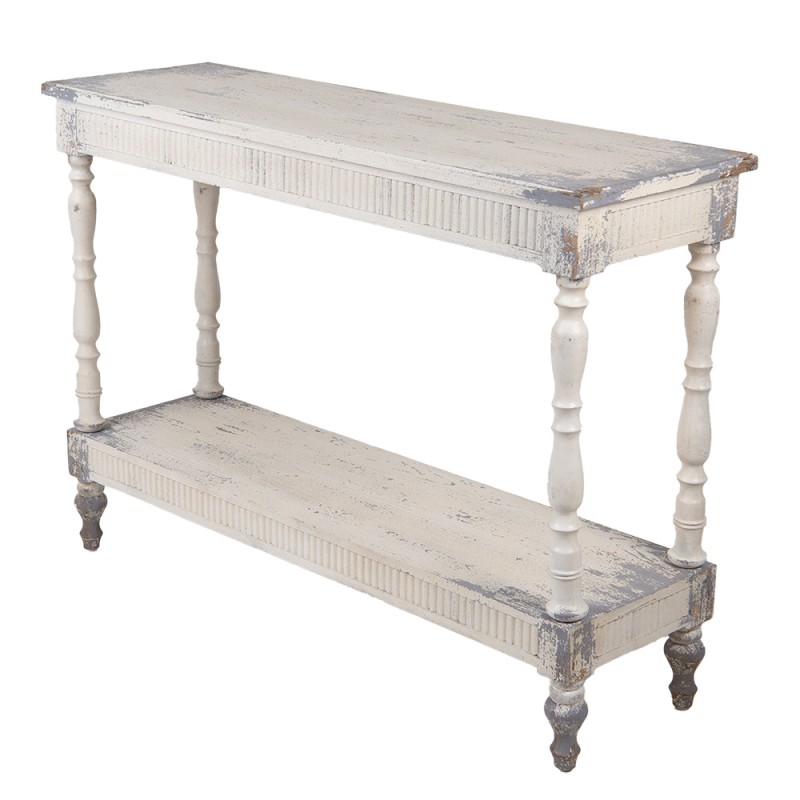 Clayre & Eef Tavolino da appoggio 110x35x78 cm Bianco Legno