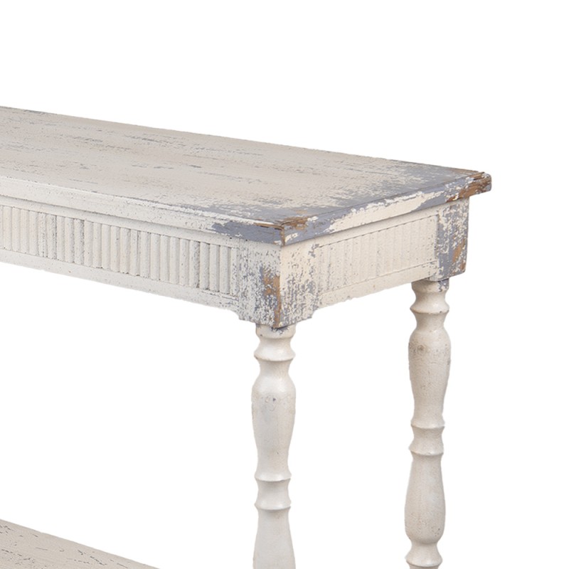 Clayre & Eef Tavolino da appoggio 110x35x78 cm Bianco Legno