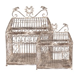 Clayre & Eef Decorazione gabbia set di 2 43x29x56 / 35x25x41 cm Marrone Metallo