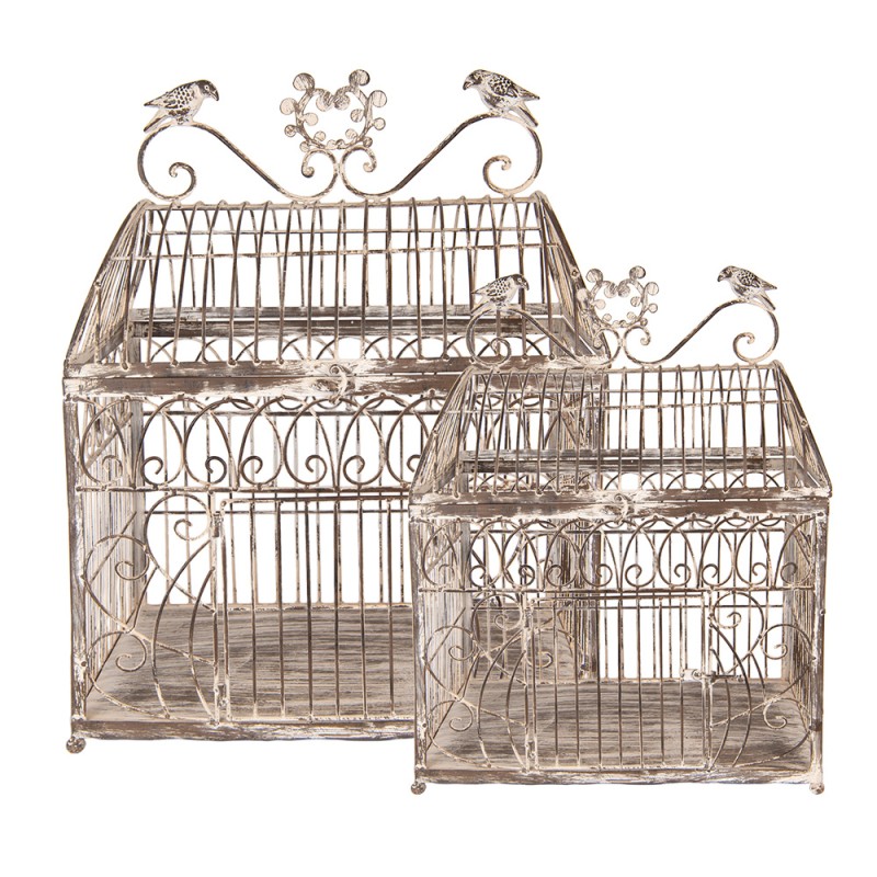 Clayre & Eef Decorazione gabbia set di 2 43x29x56 / 35x25x41 cm Marrone Metallo