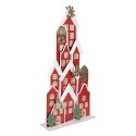 Clayre & Eef Kerstdecoratie Beeld Huis 28x8x56 cm Rood Metaal