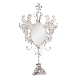 Clayre & Eef Specchio da tavolo 37x14x68 cm Bianco Metallo Vetro