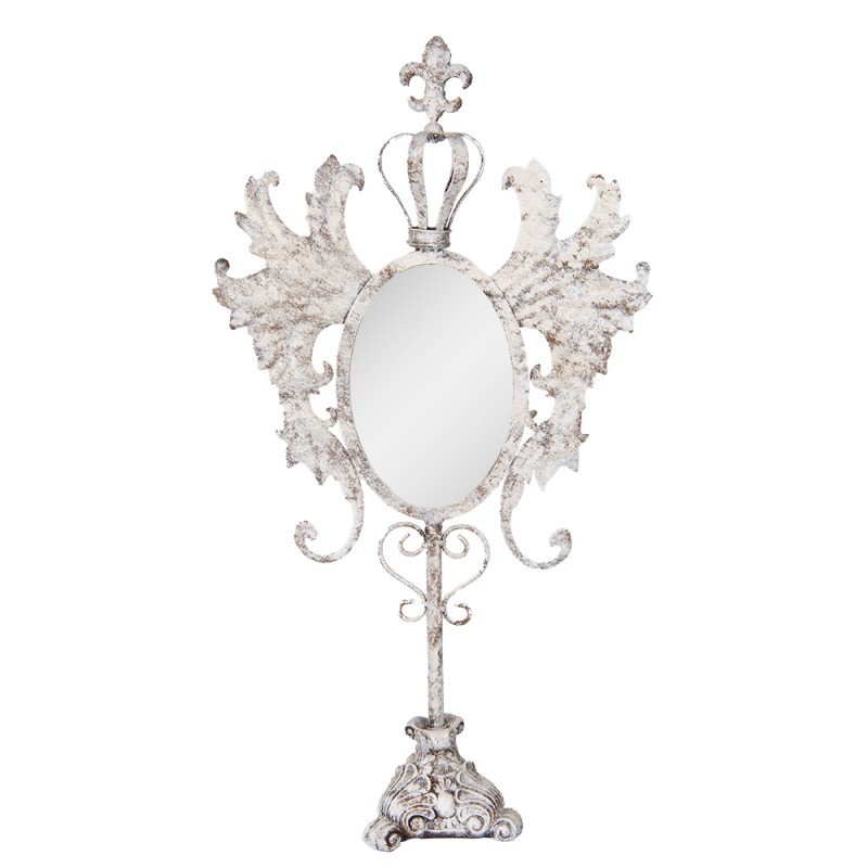 Clayre & Eef Miroir de table 37x14x68 cm Blanc Métal Verre