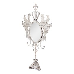 Clayre & Eef Specchio da tavolo 37x14x68 cm Bianco Metallo Vetro