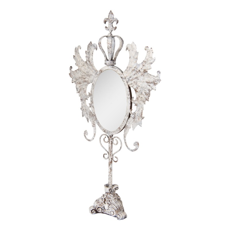 Clayre & Eef Miroir de table 37x14x68 cm Blanc Métal Verre