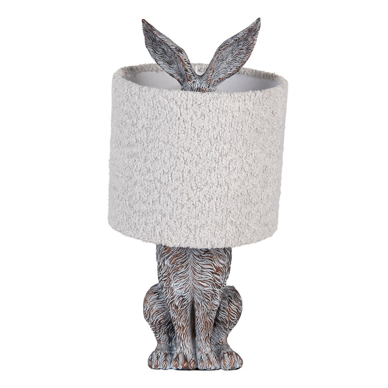Clayre & Eef Lampada da tavolo Coniglio Ø 20x43 cm Marrone Grigio Plastica