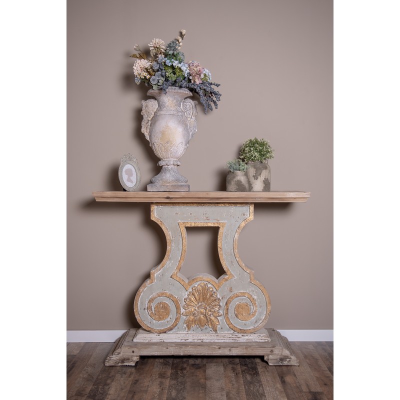 Clayre & Eef Side Table 121x40x99 cm Beige Grey Wood