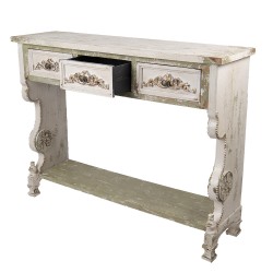 Clayre & Eef Beistelltisch 129x36x99 cm Weiß Grün Holz