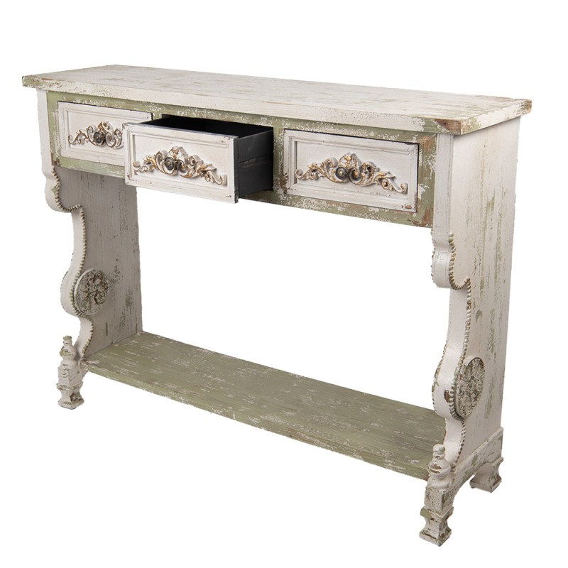 Clayre & Eef Beistelltisch 129x36x99 cm Weiß Grün Holz