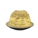 Clayre & Eef Porte-bougie Ø 12x8 cm Blanc Porcelaine Hiver
