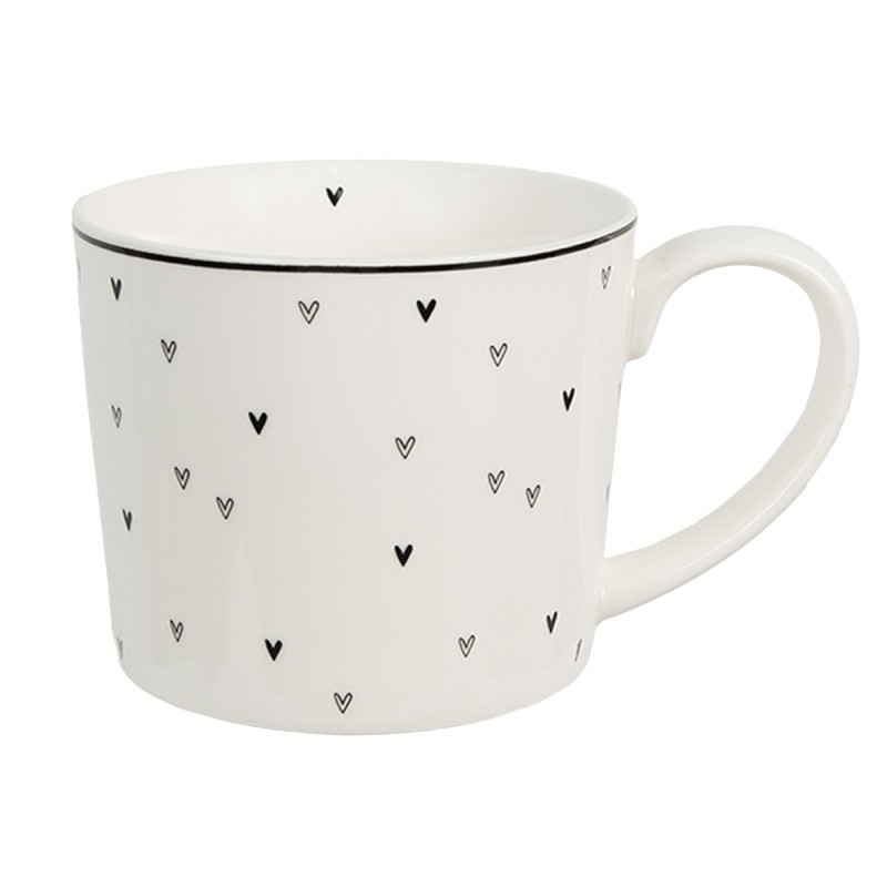 Clayre & Eef Tazza 275 ml Bianco Ceramica Cuoricini