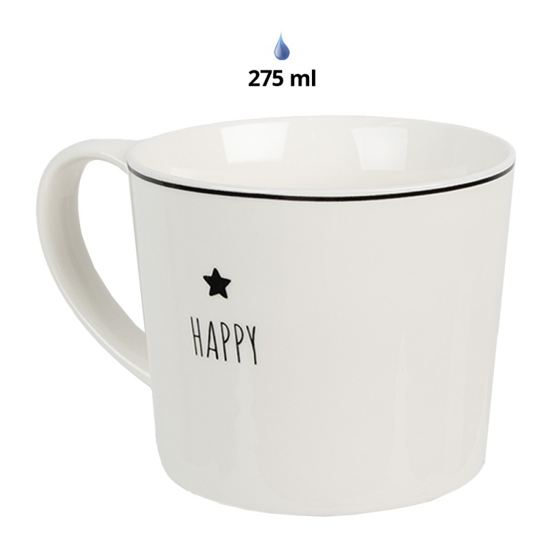 Clayre & Eef Mug 275 ml White Ceramic Star