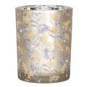 Clayre & Eef Teelichthalter 2er Set Ø 7x8 / 10x13 cm Grau Glas Blumen