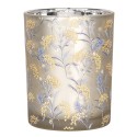 Clayre & Eef Teelichthalter 2er Set Ø 7x8 / 10x13 cm Grau Glas Blumen
