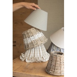 Clayre & Eef Lampenkap  Ø 23x15 cm Beige Bruin Katoen Synthetisch Ruitjes