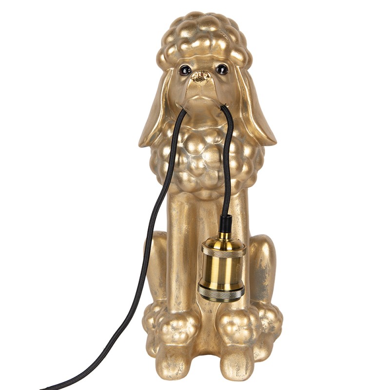 Clayre & Eef Table Lamp Dog Poodle 27x16x38 cm Gold colored Plastic