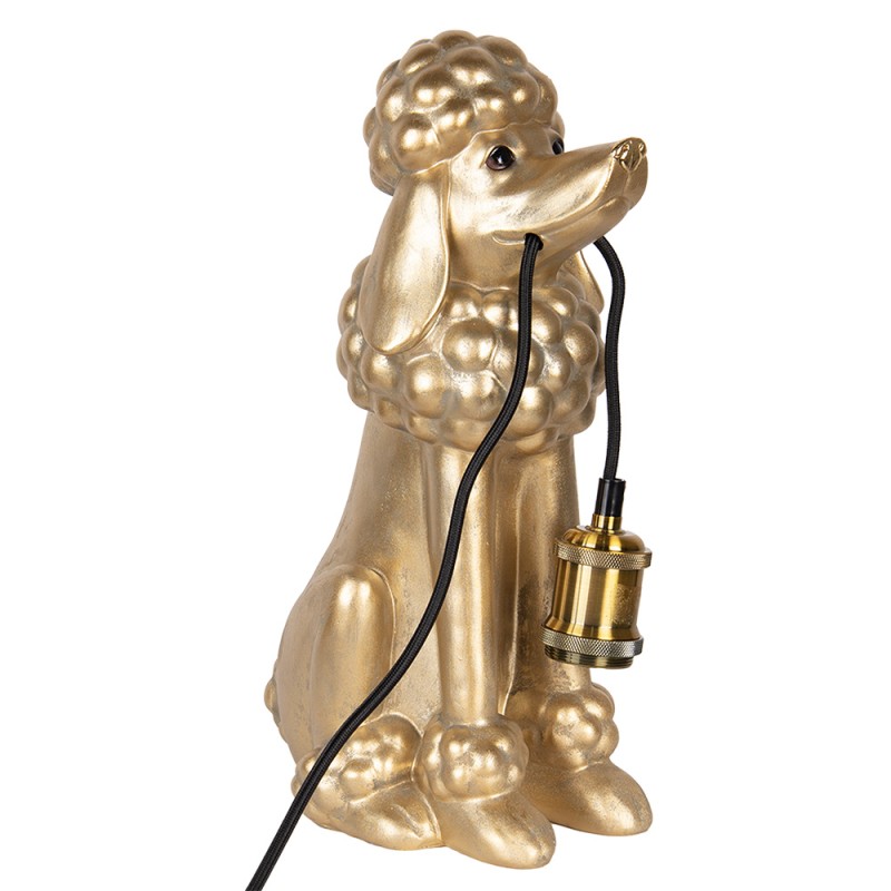Clayre & Eef Table Lamp Dog Poodle 27x16x38 cm Gold colored Plastic