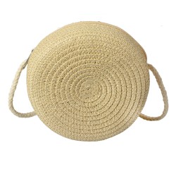 Clayre & Eef Sac à main Ø 14x8 cm Beige Paille en papier Rond