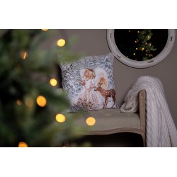 Clayre & Eef Kissenbezug 45x45 cm Weiß Grau Polyester Engel