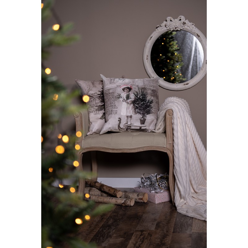 Clayre & Eef Kissenbezug 45x45 cm Beige Polyester Winter