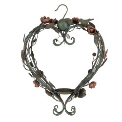 Clayre & Eef Candle holder 43x22x60 cm Green Metal Heart-Shaped
