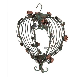 Clayre & Eef Candle holder 43x22x60 cm Green Metal Heart-Shaped