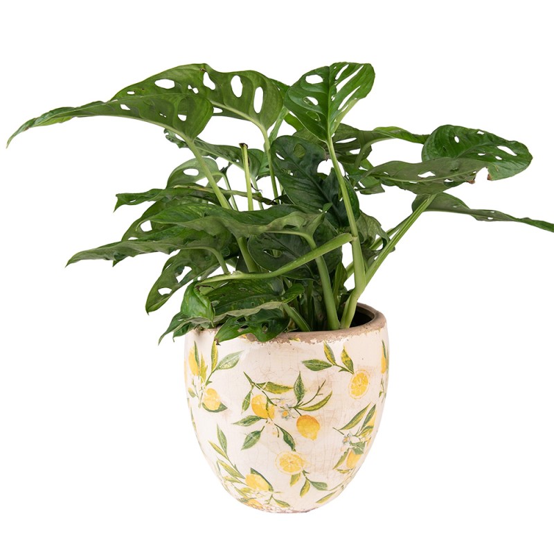 Clayre & Eef Blumentopf Ø 14x14 cm Gelb Keramik Zitrone