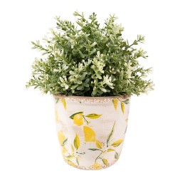 Clayre & Eef Bloempot  Ø 13x12 cm Geel Keramiek Citroen