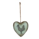 Clayre & Eef Decorative Pendant Heart 23x7x23 cm Green Metal Rooster