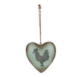 Clayre & Eef Decorative Pendant Heart 23x7x23 cm Green Metal Rooster
