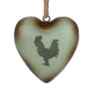 Clayre & Eef Decorative Pendant Heart 14x5x14 cm Green Metal Rooster