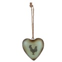 Clayre & Eef Decorative Pendant Heart 14x5x14 cm Green Metal Rooster
