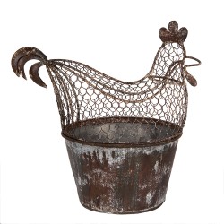 Clayre & Eef Storage Basket Chicken 39x39x25 cm Brown Grey Metal