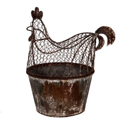 Clayre & Eef Storage Basket Chicken 39x39x25 cm Brown Grey Metal