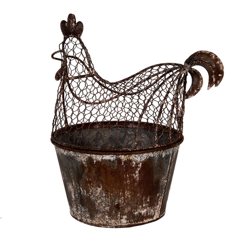 Clayre & Eef Storage Basket Chicken 39x39x25 cm Brown Grey Metal