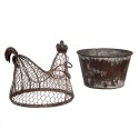 Clayre & Eef Storage Basket Chicken 39x39x25 cm Brown Grey Metal