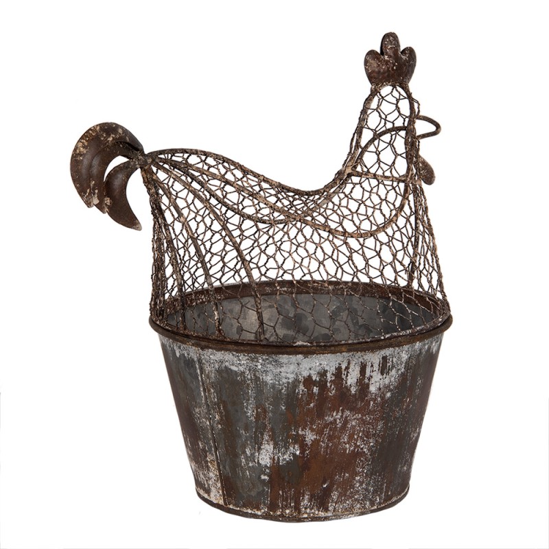 Clayre & Eef Storage Basket Chicken 39x39x25 cm Brown Grey Metal