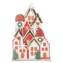 Clayre & Eef Statuetta decorativa di Natale Casa 30x8x46 cm Bianco Rosso  Metallo