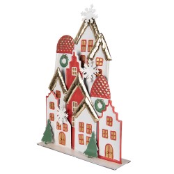 Clayre & Eef Statuetta decorativa di Natale Casa 30x8x46 cm Bianco Rosso  Metallo