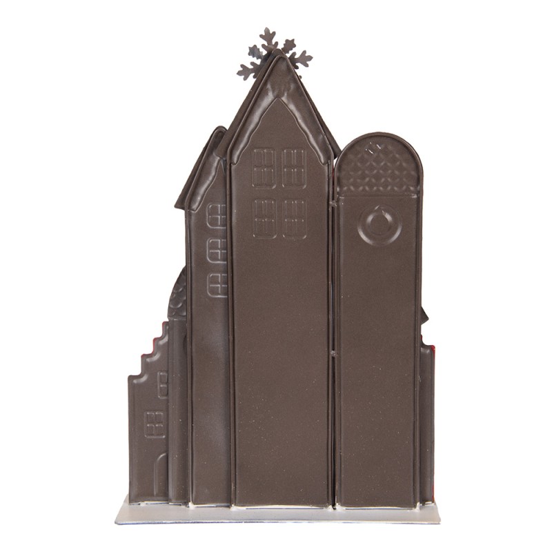 Clayre & Eef Statuetta decorativa di Natale Casa 30x8x46 cm Bianco Rosso  Metallo