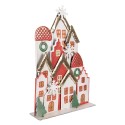 Clayre & Eef Statuetta decorativa di Natale Casa 30x8x46 cm Bianco Rosso  Metallo