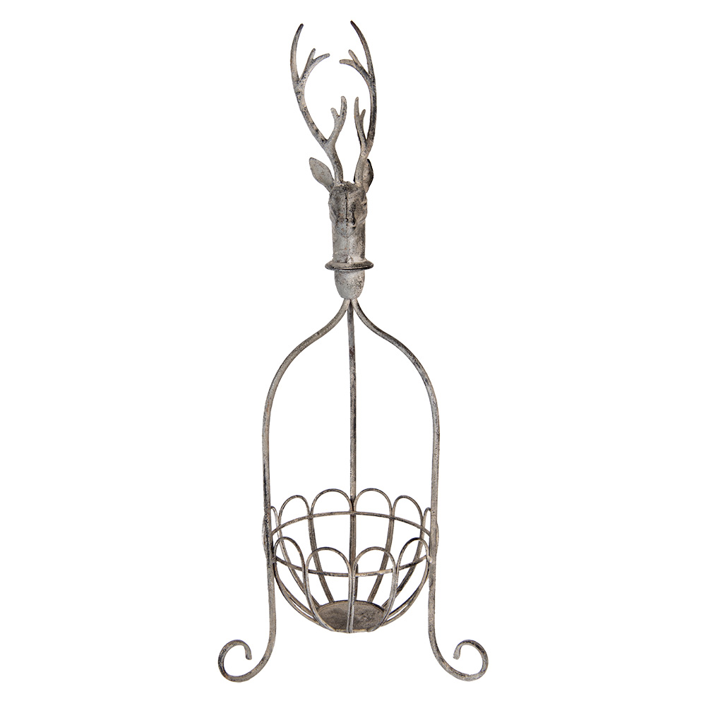 Clayre&Eef Decoratie Mand 28x28x68 cm Grijs Metaal Hert afbeelding