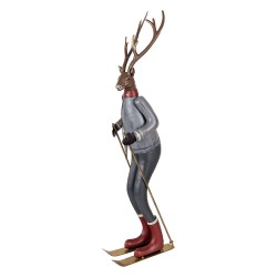 Clayre & Eef Weihnachtsdekorationsfigur Hirsch 19x15x65 cm Braun Metall