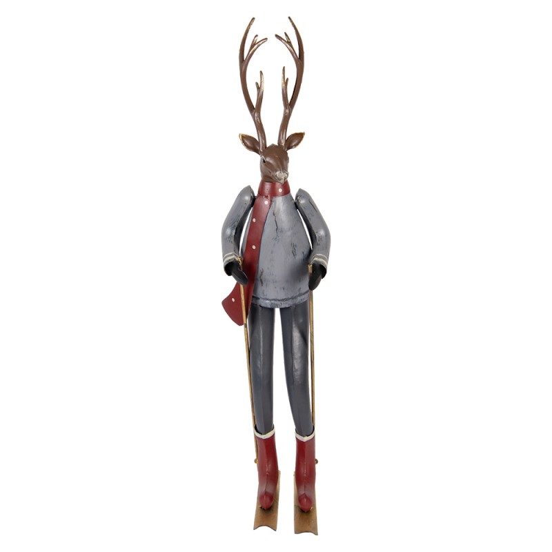 Clayre & Eef Weihnachtsdekorationsfigur Hirsch 19x15x65 cm Braun Metall
