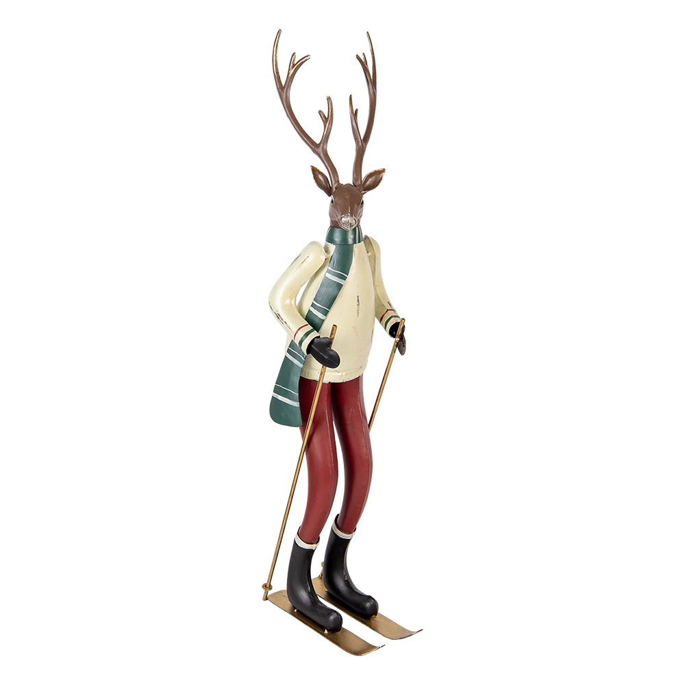 Clayre&Eef Kerstdecoratie Beeld Hert 19x15x65 cm Bruin Metaal afbeelding