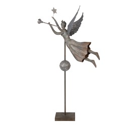 Clayre & Eef Statuetta decorativa di Natale Angelo 93x30x135 cm Grigio Metallo