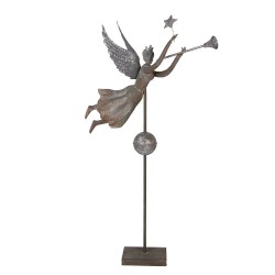 Clayre & Eef Statuetta decorativa di Natale Angelo 93x30x135 cm Grigio Metallo