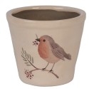 Clayre & Eef Pot de fleurs Ø 21x20 cm Beige Céramique Oiseau